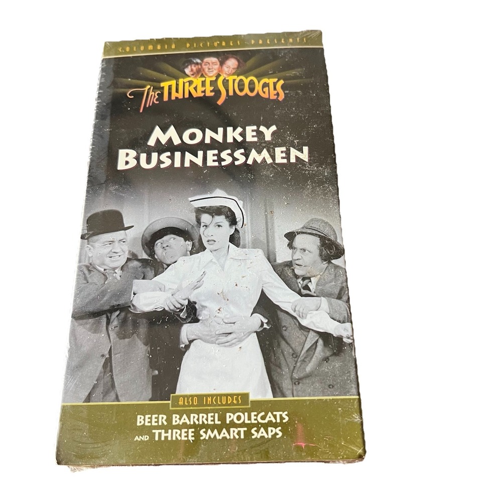 The Three Stooges Monkey Businessmen VHS Vintage Classic New Sealed 1993
